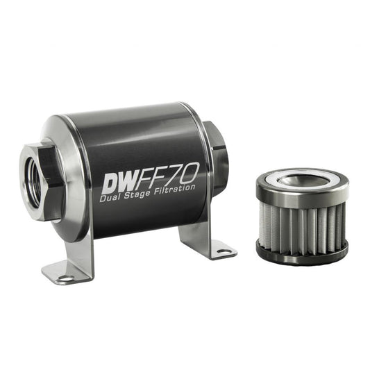 Deatschwerks Fuel Filter - In-Line - 10 Micron - Stainless Element - 10 AN Female O-Ring Inlet - 10 AN Female O-Ring