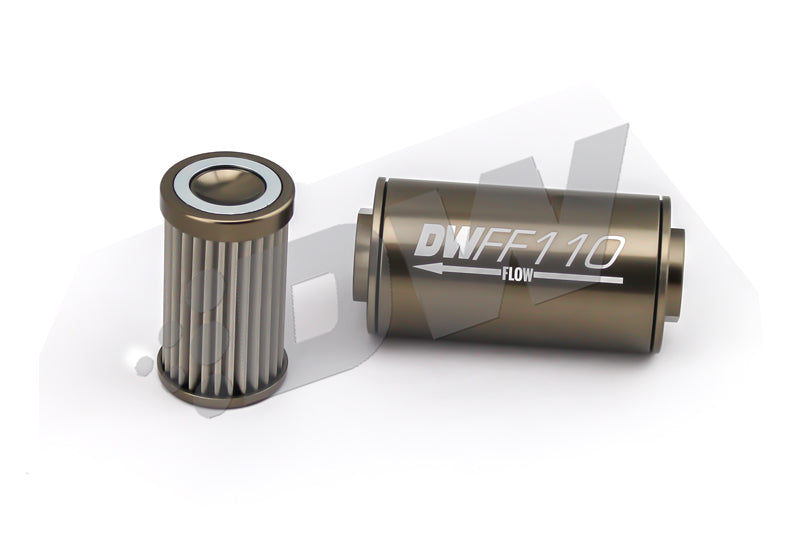 Deatschwerks Fuel Filter - In-Line - 10 Micron - Stainless Element - 10 AN Female O-Ring Inlet - 10 AN Female O-Ring