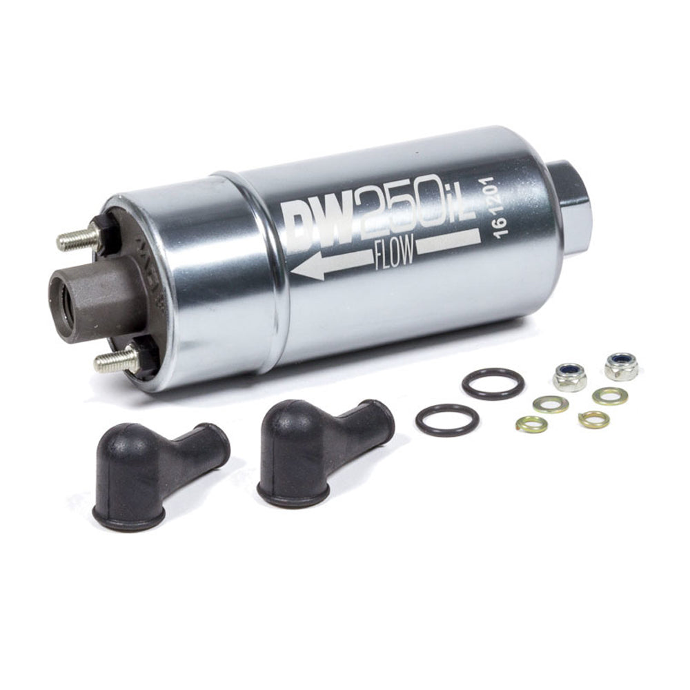 Deatschwerks Fuel Pump - DW250iL - Electric - In-Line - 255 lph - 6 AN Female O-Ring Inlet / Outlet - Install Kit -