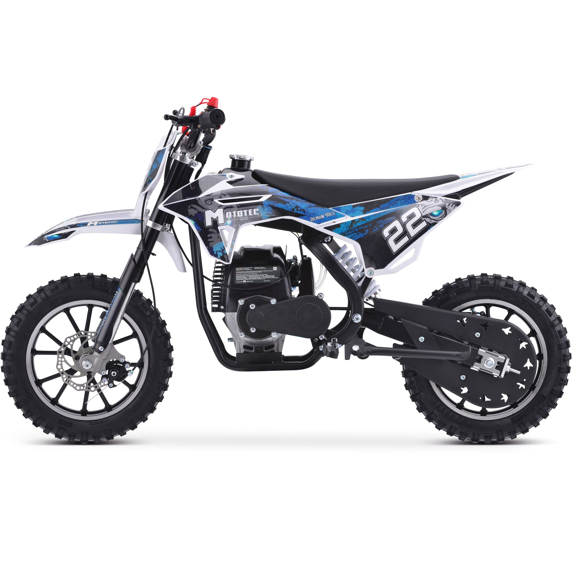 MotoTec Demon 40cc 4-Stroke Kids Gas Dirt Bike Blue - view 3