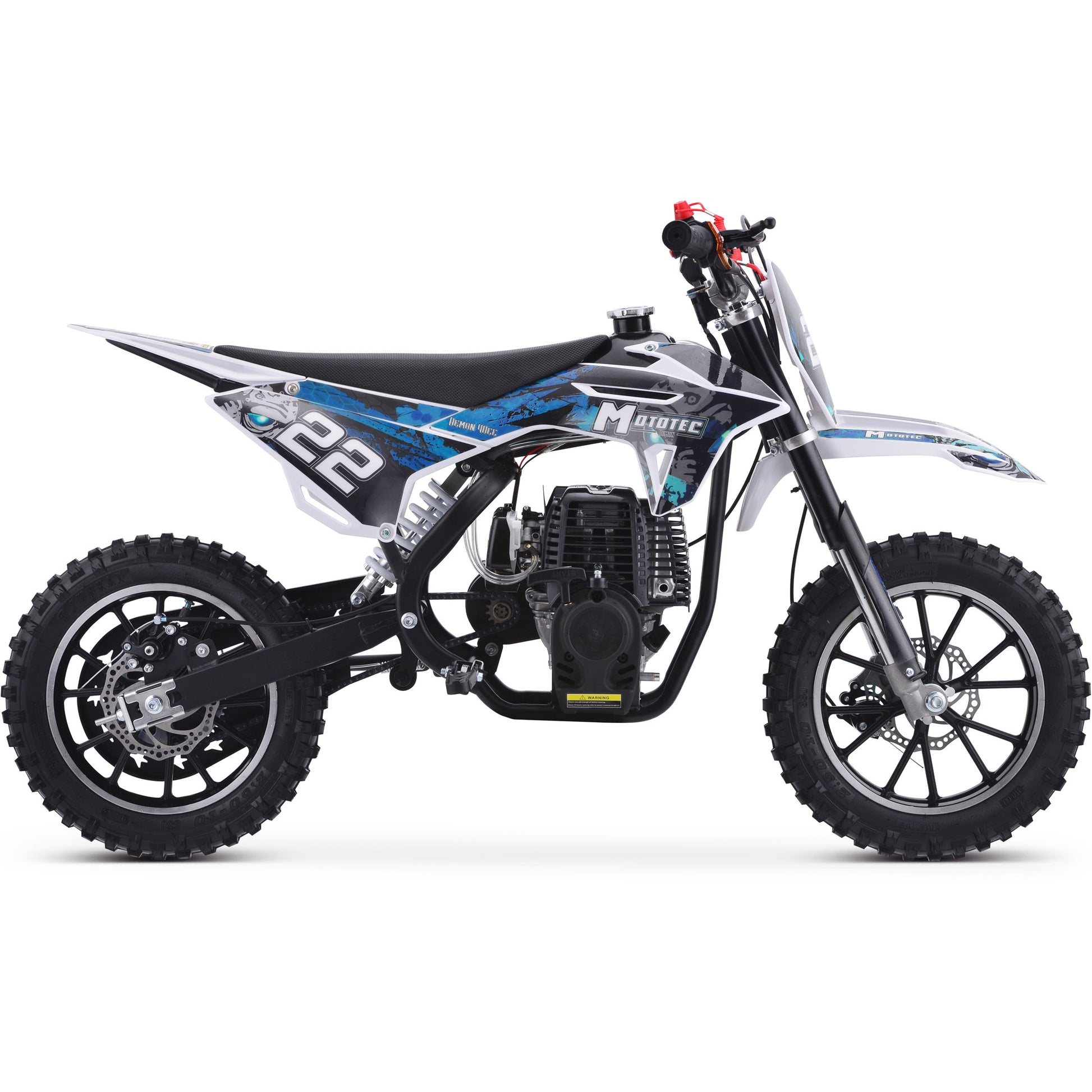 MotoTec Demon 40cc 4-Stroke Kids Gas Dirt Bike Blue - view 4