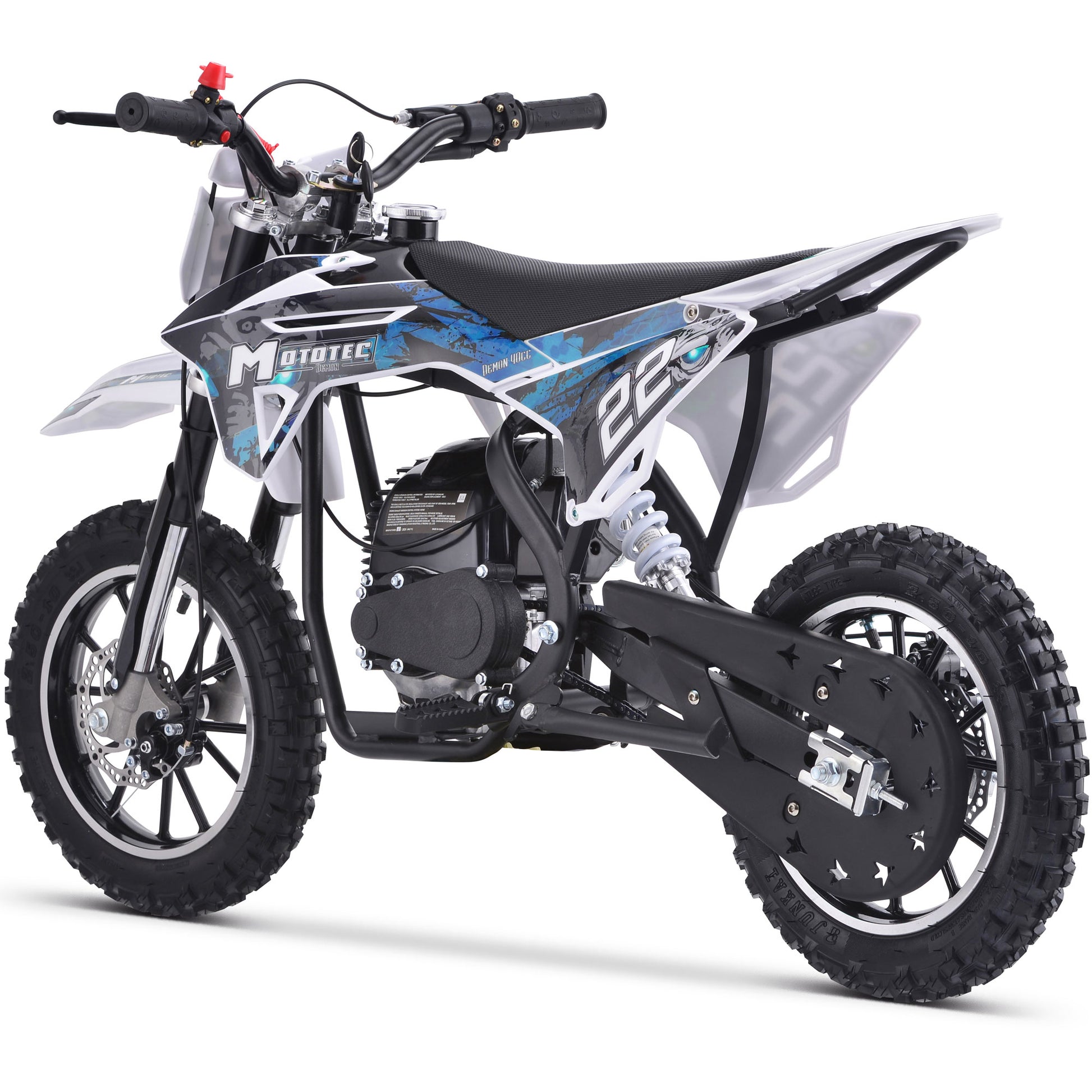 MotoTec Demon 40cc 4-Stroke Kids Gas Dirt Bike Blue - view 6