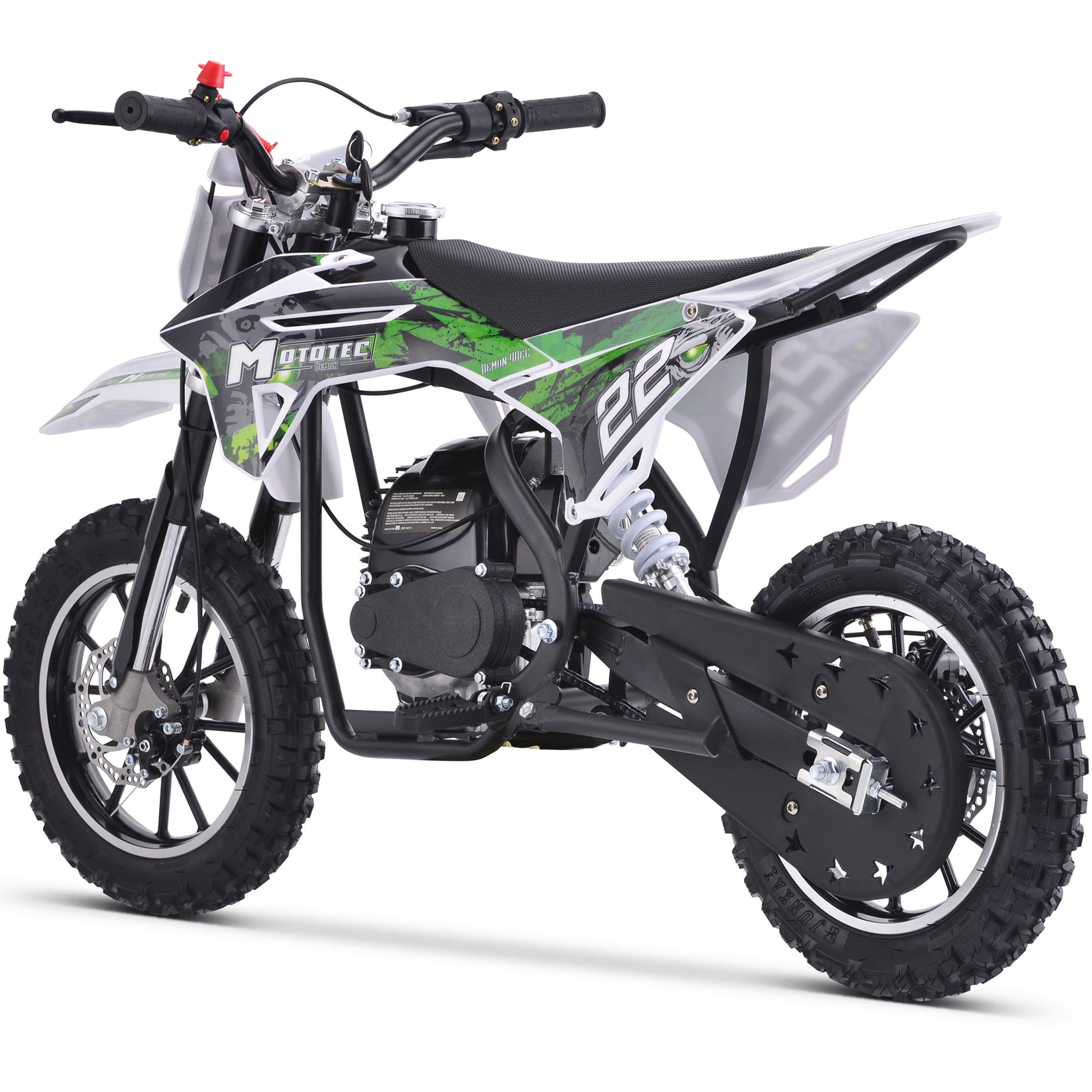 MotoTec Demon 40cc 4-Stroke Kids Gas Dirt Bike Green - view 6