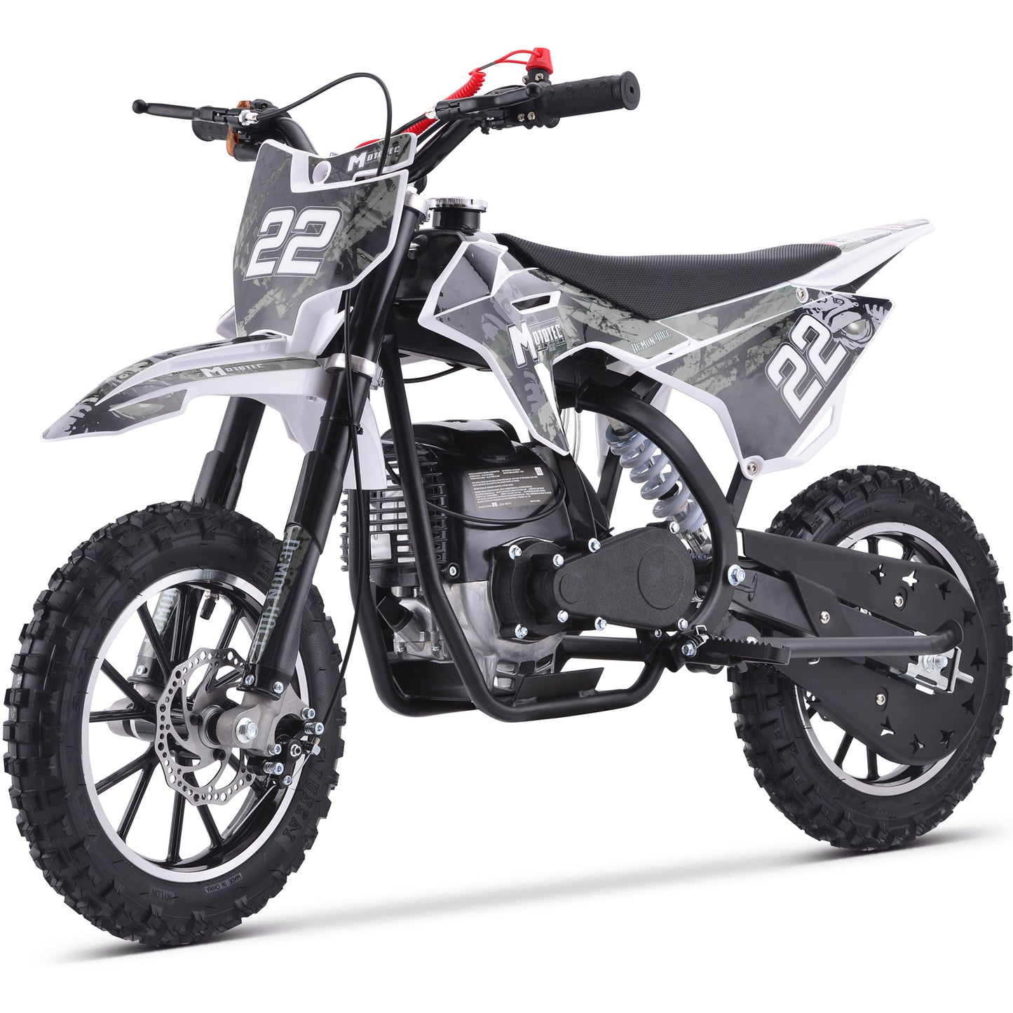 MotoTec Demon 40cc 4-Stroke Kids Gas Dirt Bike White - view 2