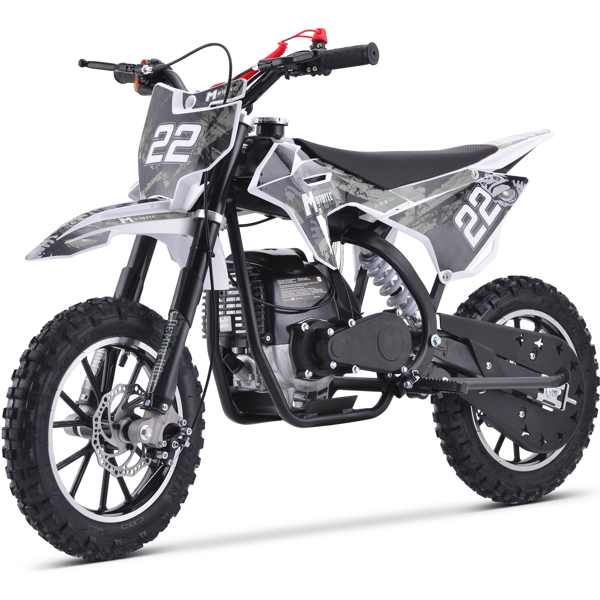 MotoTec Demon 40cc 4-Stroke Kids Gas Dirt Bike White - view 2