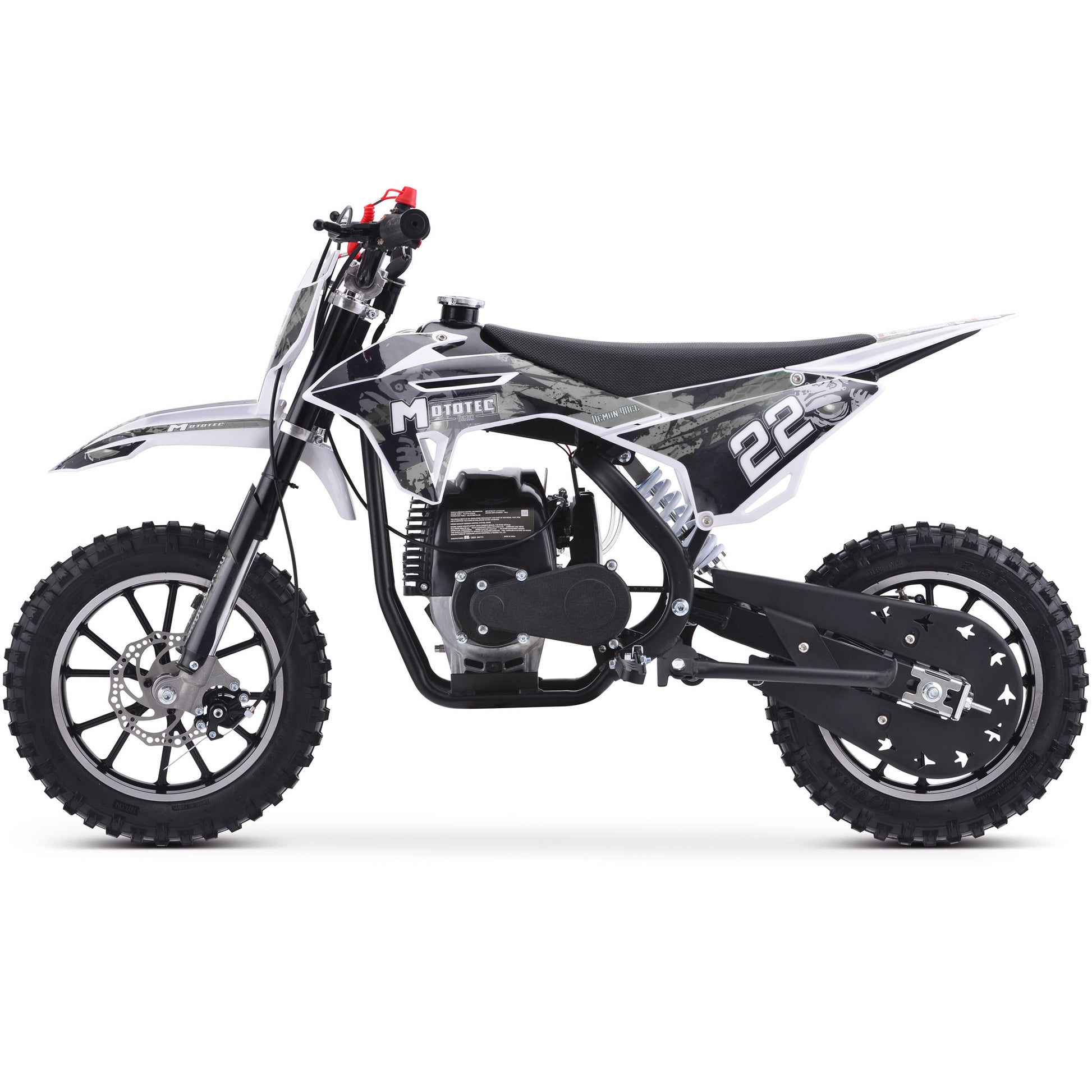 MotoTec Demon 40cc 4-Stroke Kids Gas Dirt Bike White - view 3