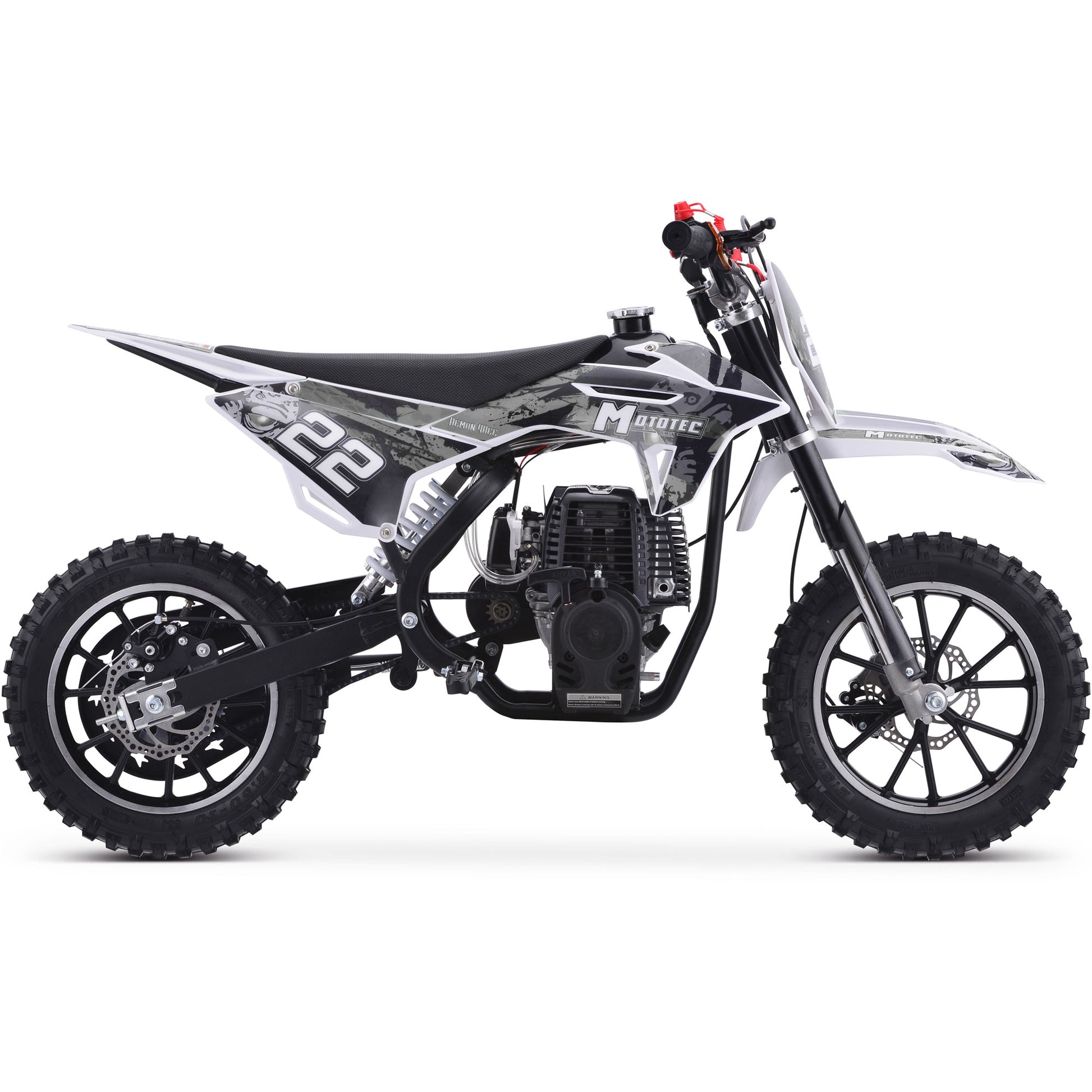 MotoTec Demon 40cc 4-Stroke Kids Gas Dirt Bike White - view 4