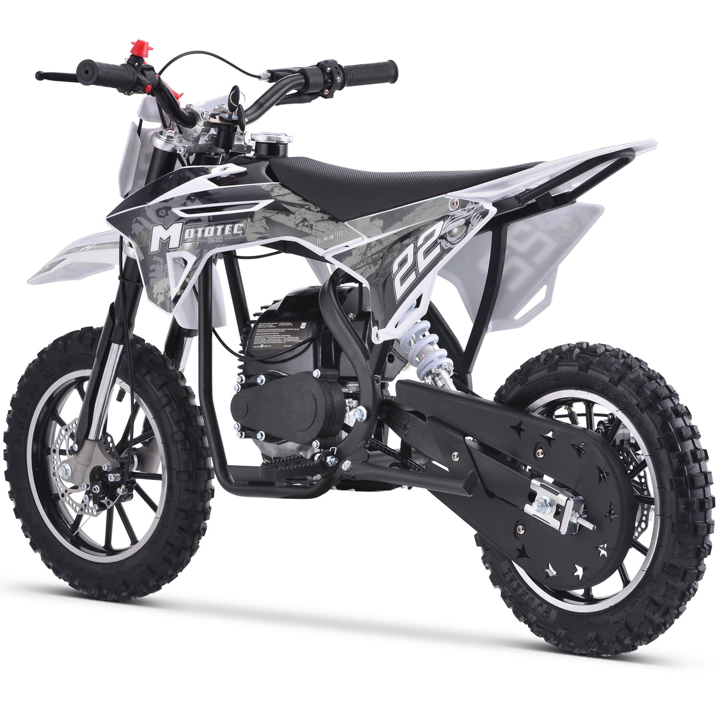 MotoTec Demon 40cc 4-Stroke Kids Gas Dirt Bike White - view 6