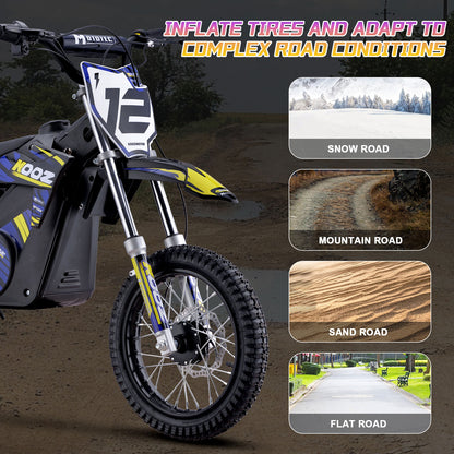 MotoTec 36V 1000W (HP112E) Electric Dirt Bike Blue - view 6