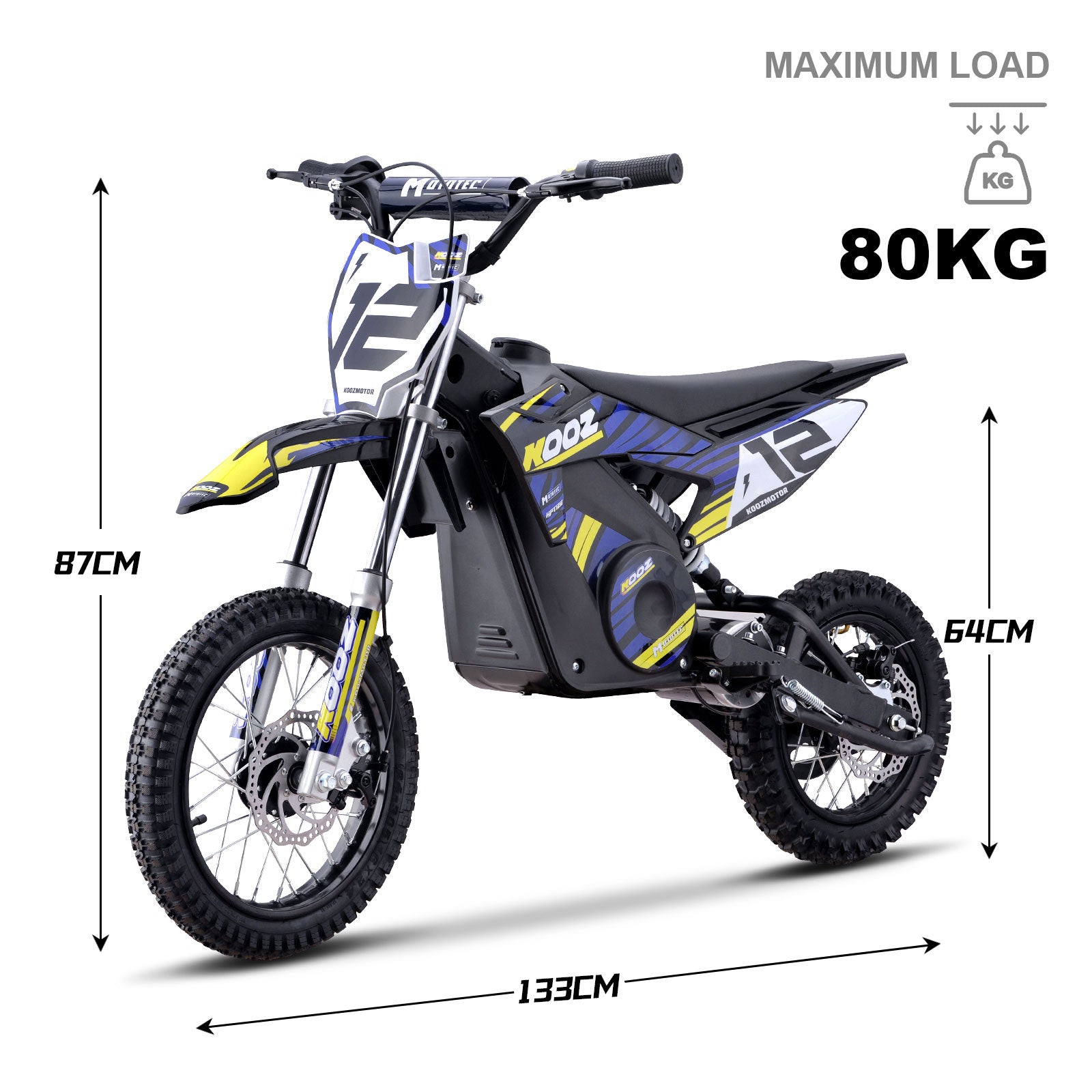 MotoTec 36V 1000W (HP112E) Electric Dirt Bike Blue - view 7