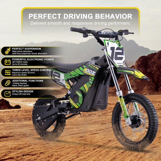 MotoTec 36V 1000W (HP112E) Electric Dirt Bike Green - view 2