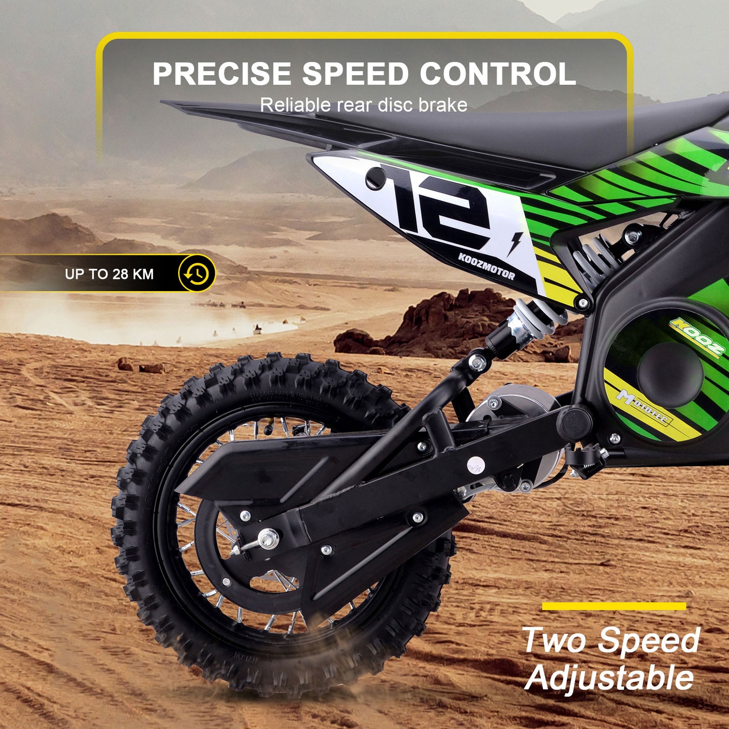 MotoTec 36V 1000W (HP112E) Electric Dirt Bike Green - view 4