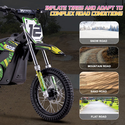 MotoTec 36V 1000W (HP112E) Electric Dirt Bike Green - view 6