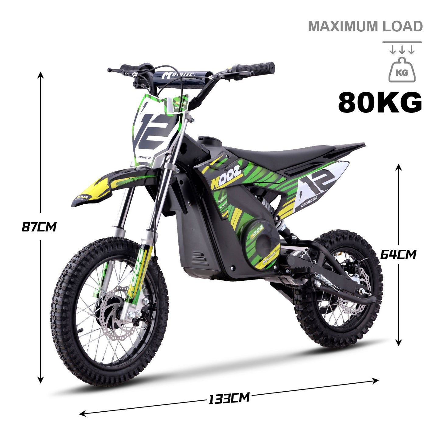 MotoTec 36V 1000W (HP112E) Electric Dirt Bike Green - view 7