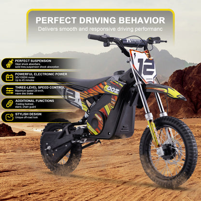 MotoTec 36V 1000W (HP112E) Electric Dirt Bike Orange - view 2