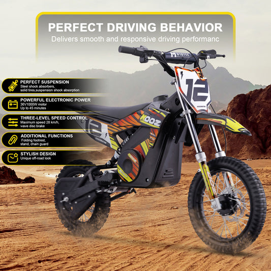 MotoTec 36V 1000W (HP112E) Electric Dirt Bike Orange - view 2