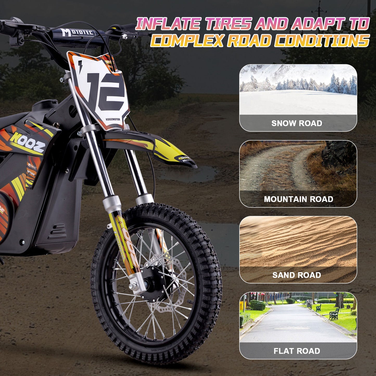 MotoTec 36V 1000W (HP112E) Electric Dirt Bike Orange - view 6
