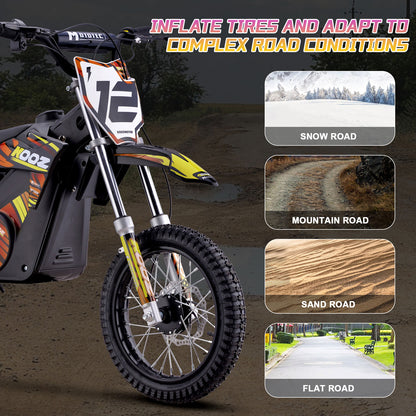 MotoTec 36V 1000W (HP112E) Electric Dirt Bike Orange - view 6