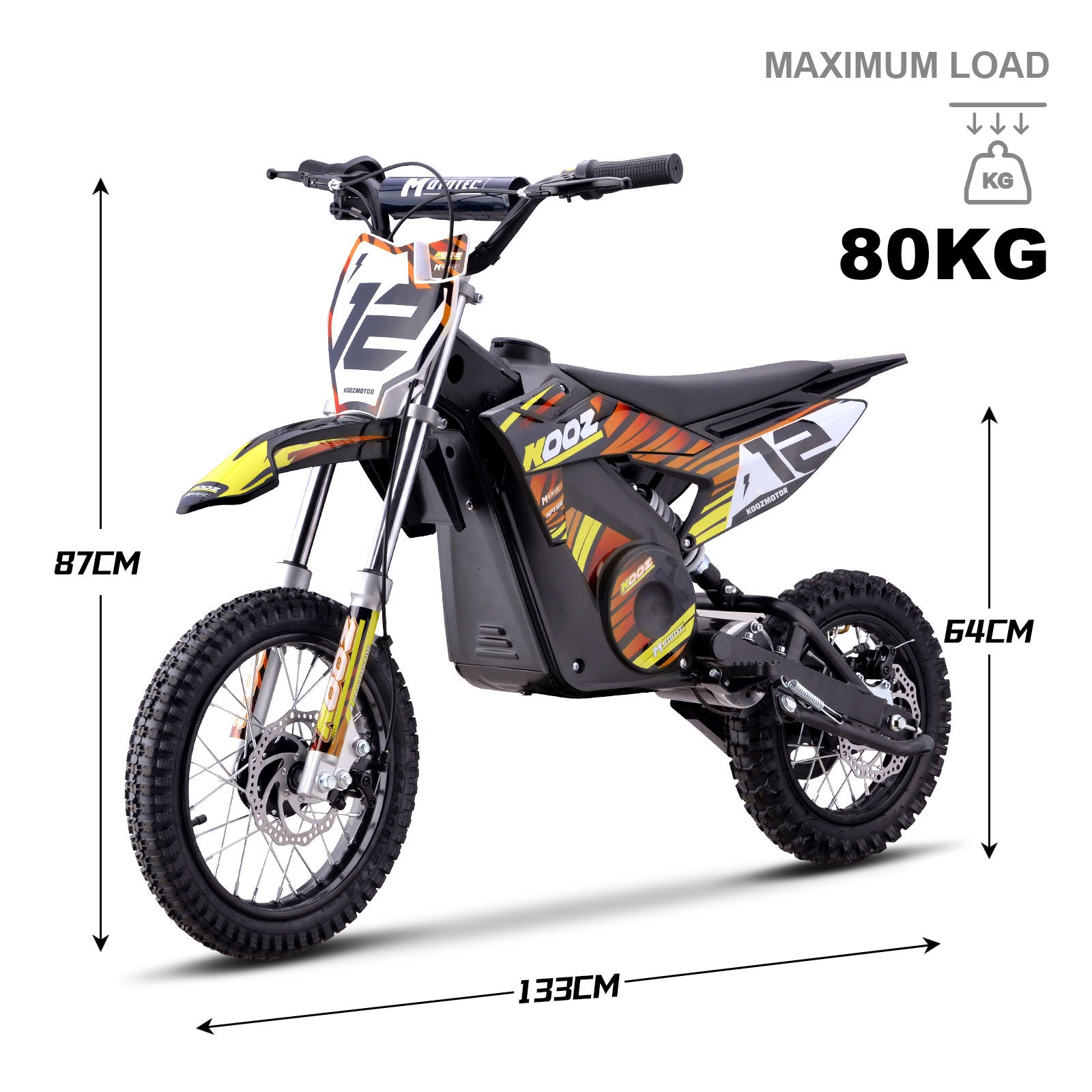 MotoTec 36V 1000W (HP112E) Electric Dirt Bike Orange - view 7