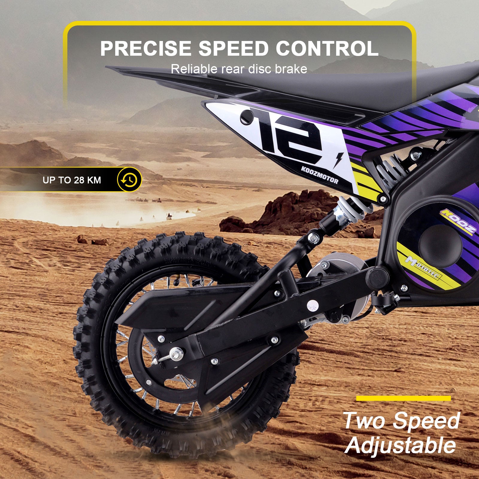 MotoTec 36V 1000W (HP112E) Electric Dirt Bike Purple - view 4