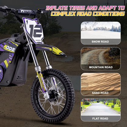 MotoTec 36V 1000W (HP112E) Electric Dirt Bike Purple - view 6