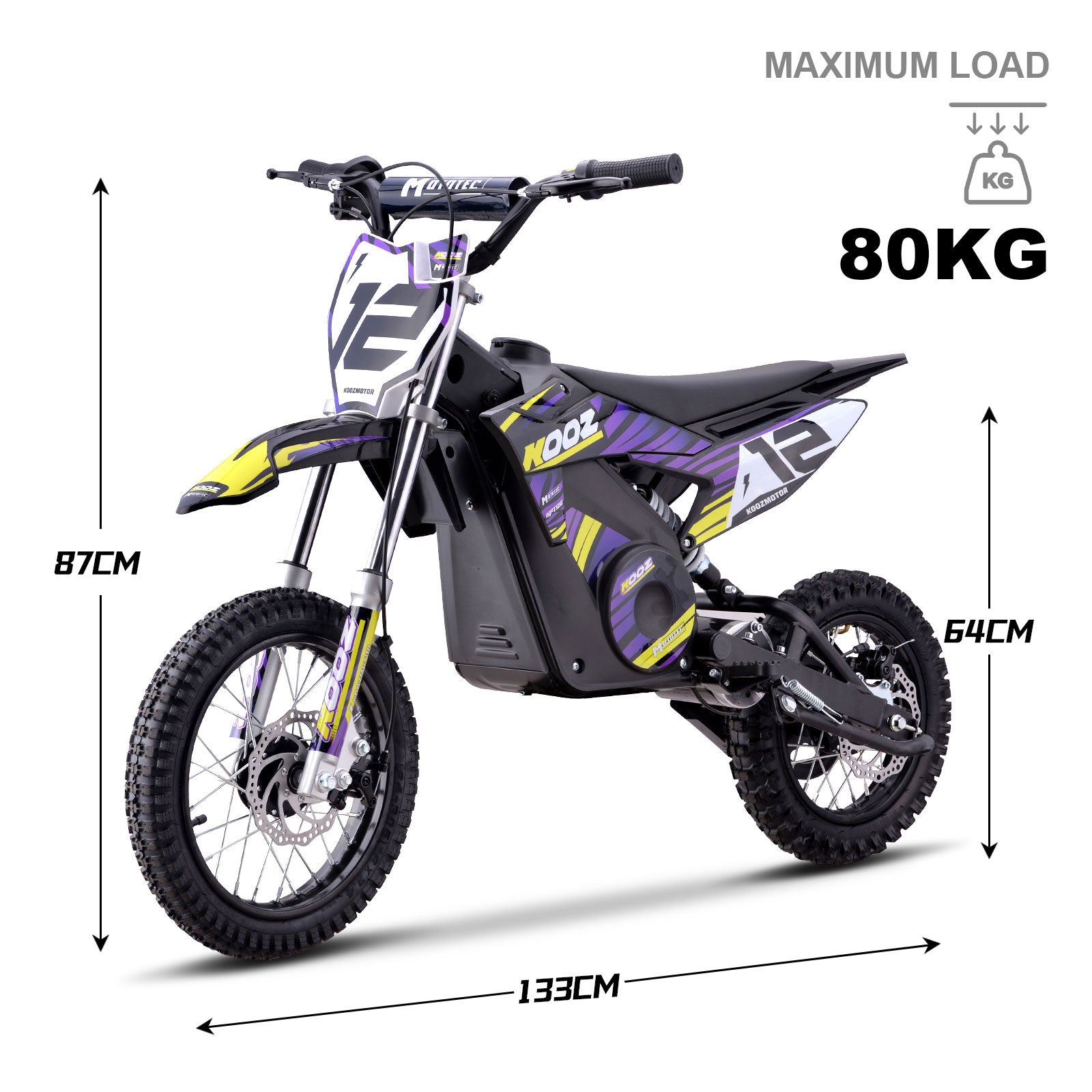 MotoTec 36V 1000W (HP112E) Electric Dirt Bike Purple - view 7