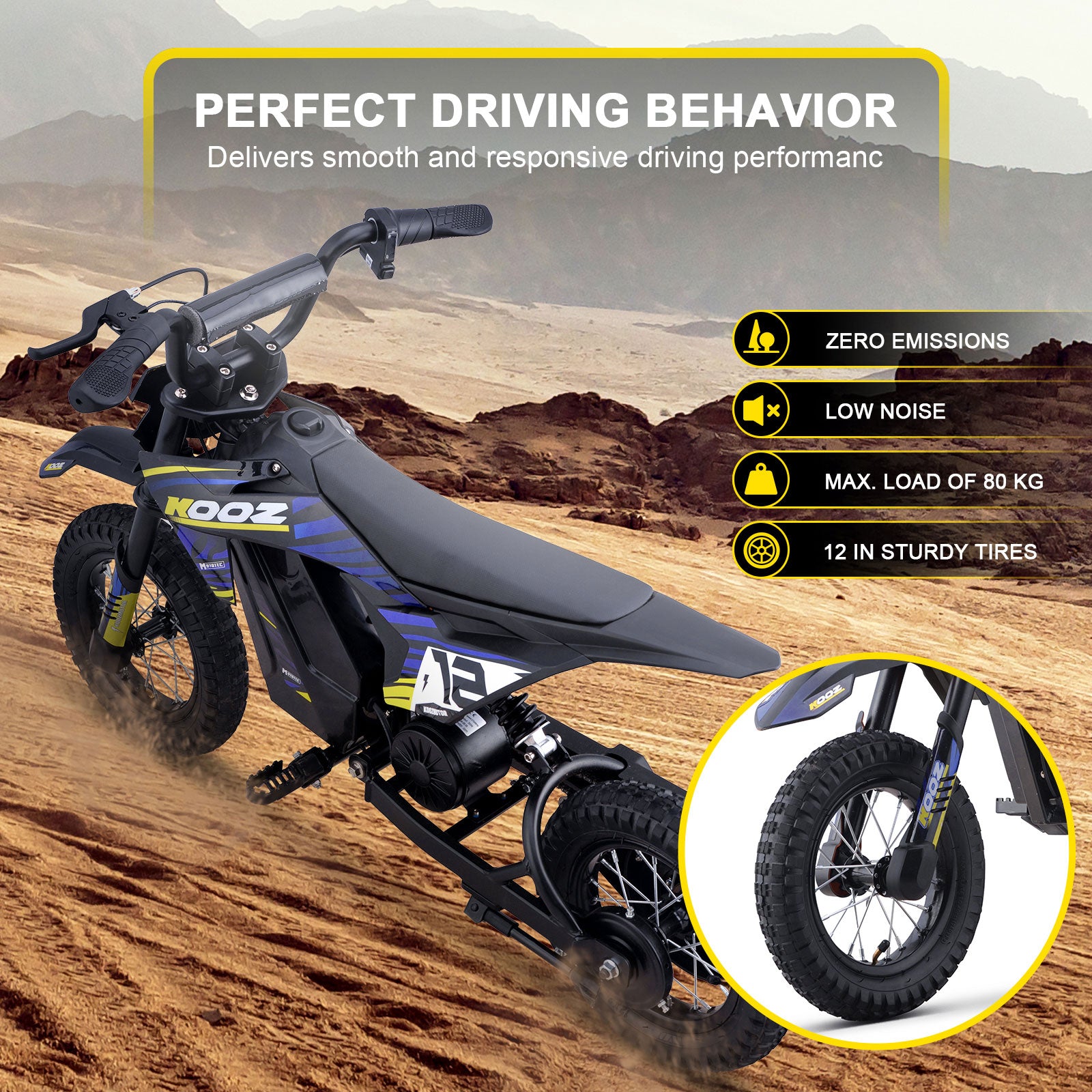 MotoTec 36V 300W (HP122E) Electric Dirt Bike Blue - view 3