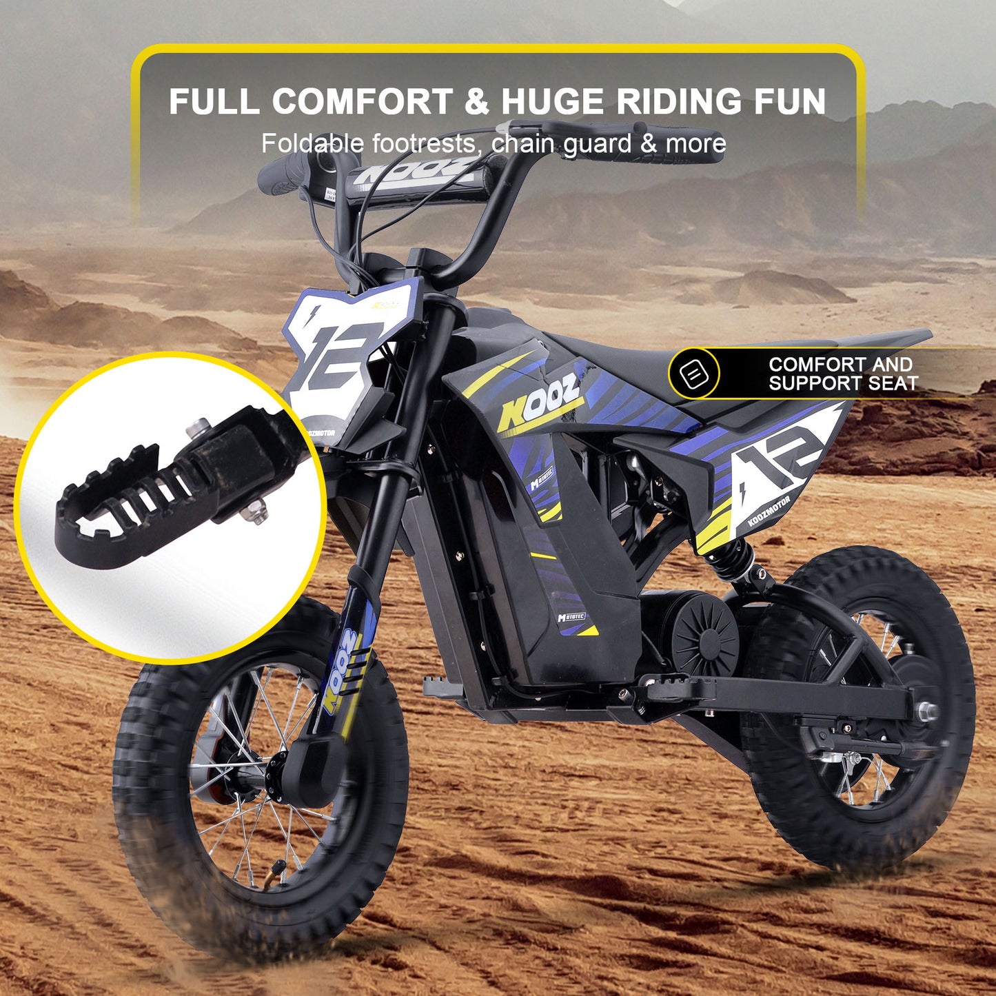MotoTec 36V 300W (HP122E) Electric Dirt Bike Blue - view 5