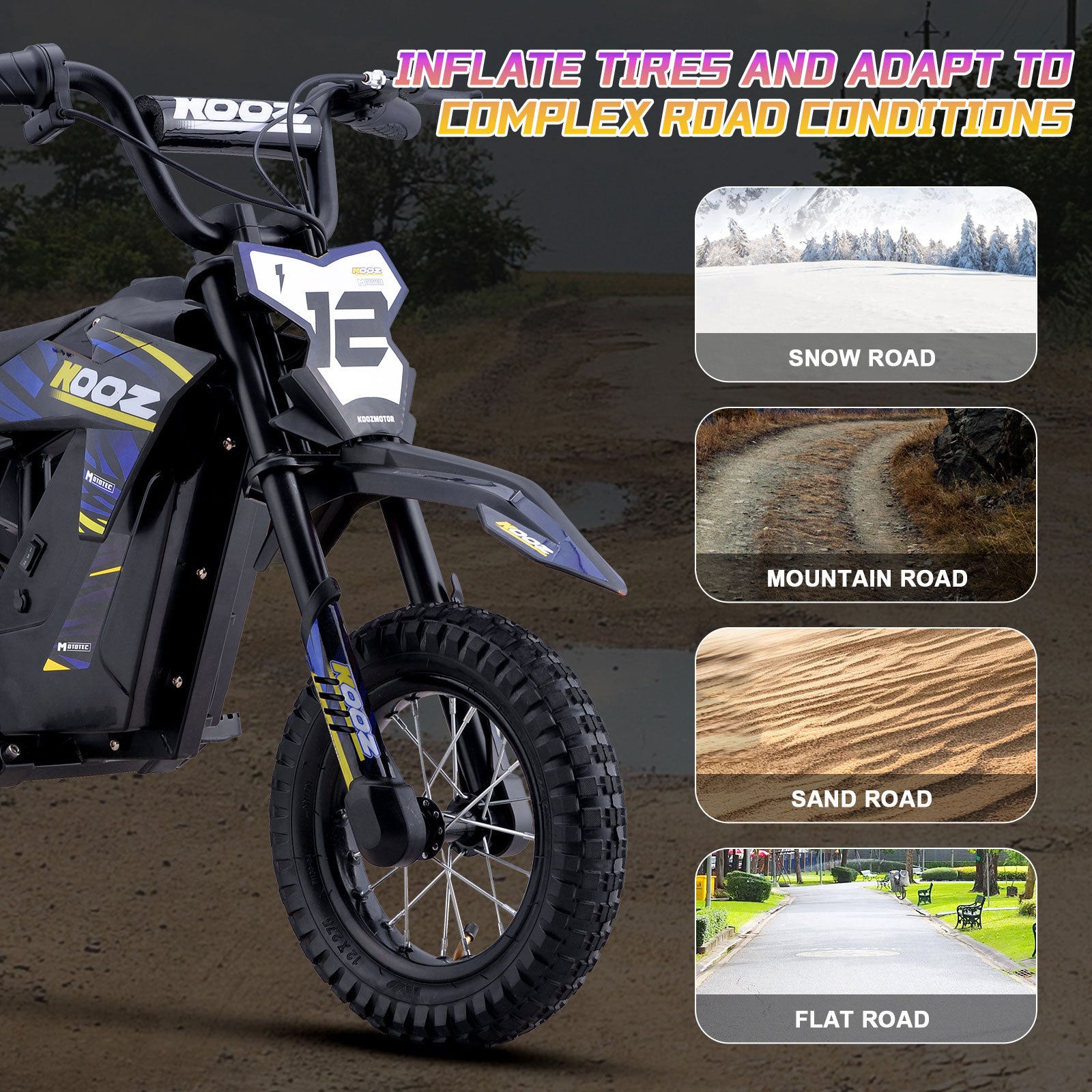 MotoTec 36V 300W (HP122E) Electric Dirt Bike Blue - view 6