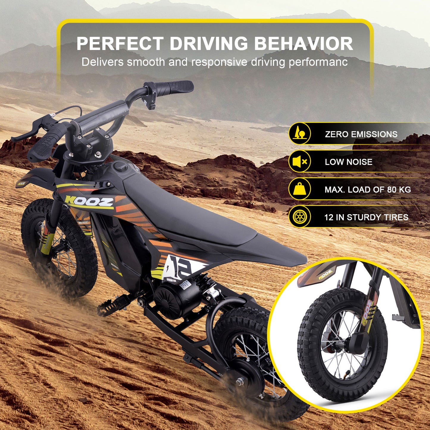 MotoTec 36V 300W (HP122E) Electric Dirt Bike Orange - view 3