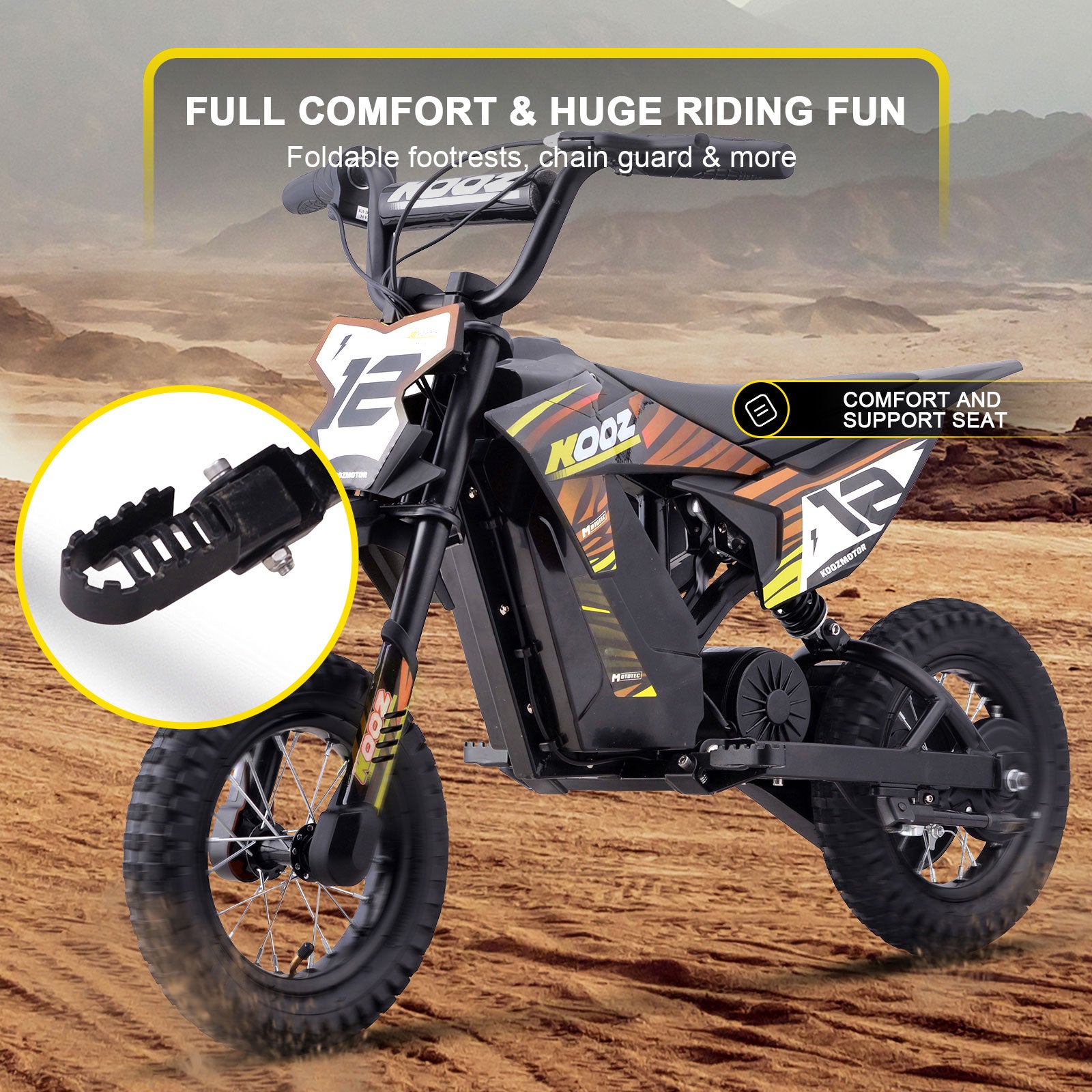 MotoTec 36V 300W (HP122E) Electric Dirt Bike Orange - view 5