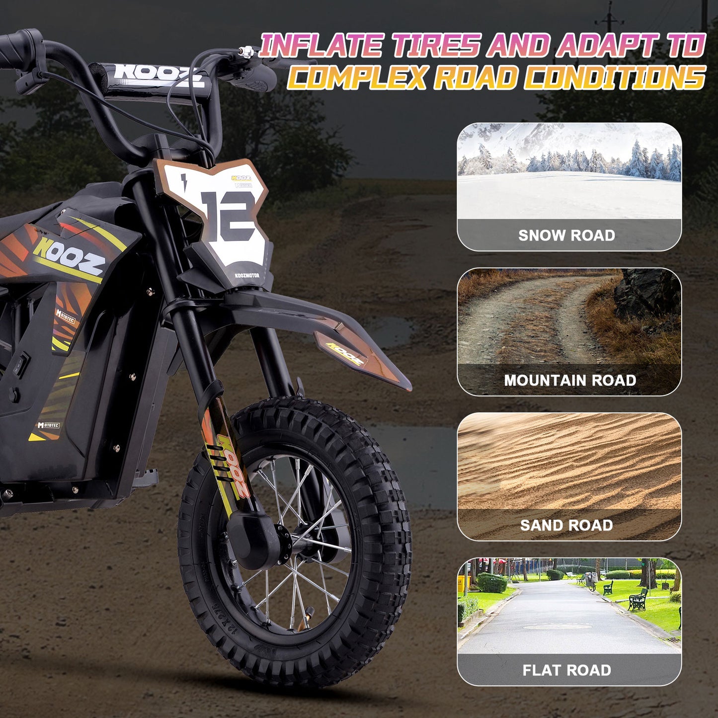 MotoTec 36V 300W (HP122E) Electric Dirt Bike Orange - view 6