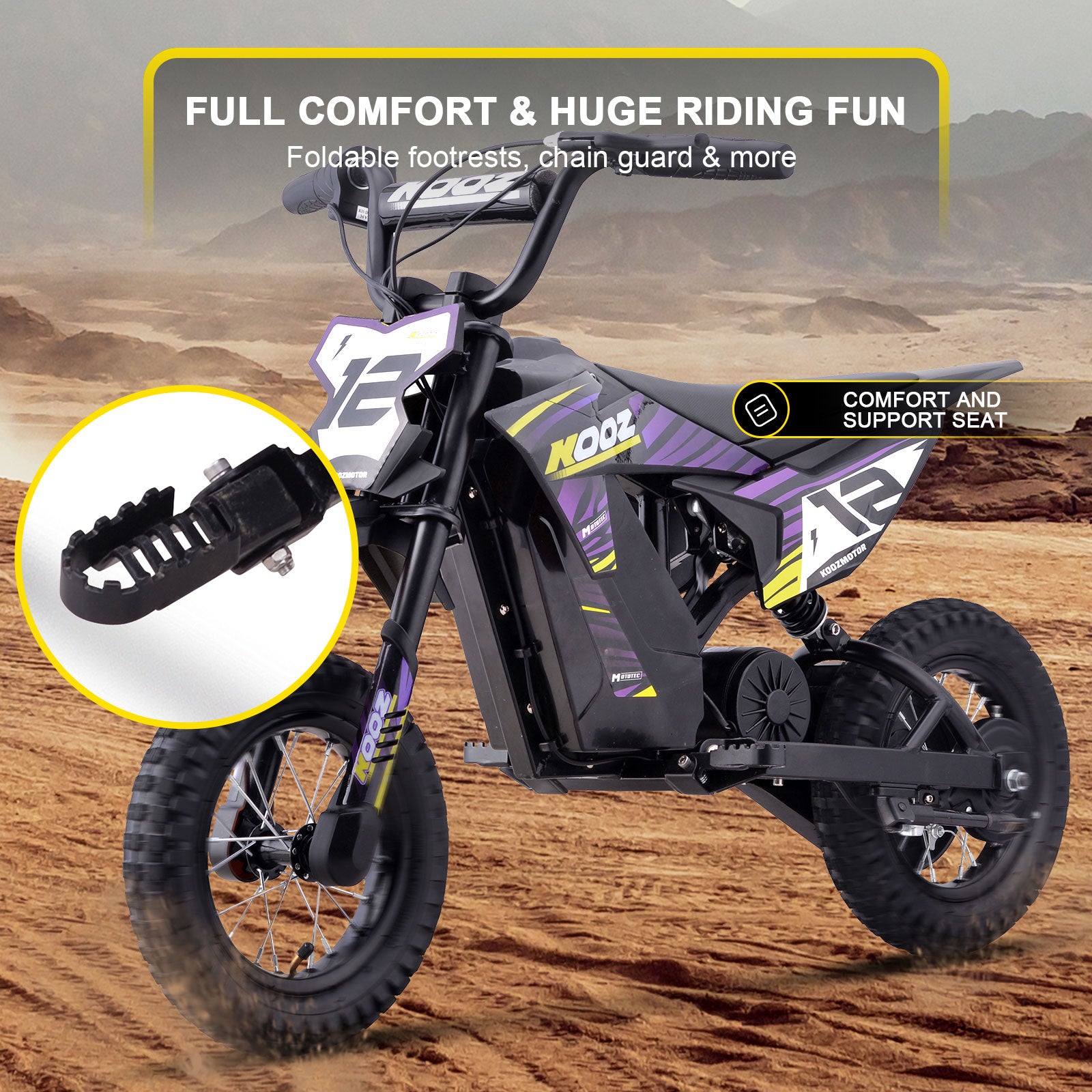 MotoTec 36V 300W (HP122E) Electric Dirt Bike Purple - view 5