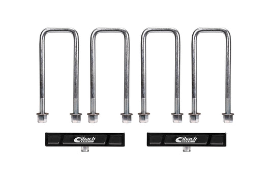 Eibach Leaf Spring Block - 1 in Height - Hardware / U-Bolts - Aluminum - Black Anodized - Ford Fullsize Truck 2015-20