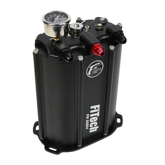 Fitech Fuel Injection Fuel Pump - Force Fuel System - 90 gph - 340 lph - 58 psi - Aluminum - Black Anodized -