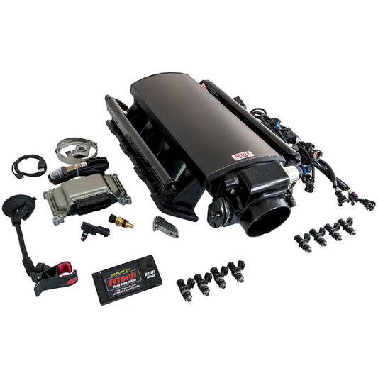 Fitech Fuel Injection Fuel Injection - Ultimate EFI LS - Multi Port - 55 lb/hr Injectors - Aluminum - Black Anodized -