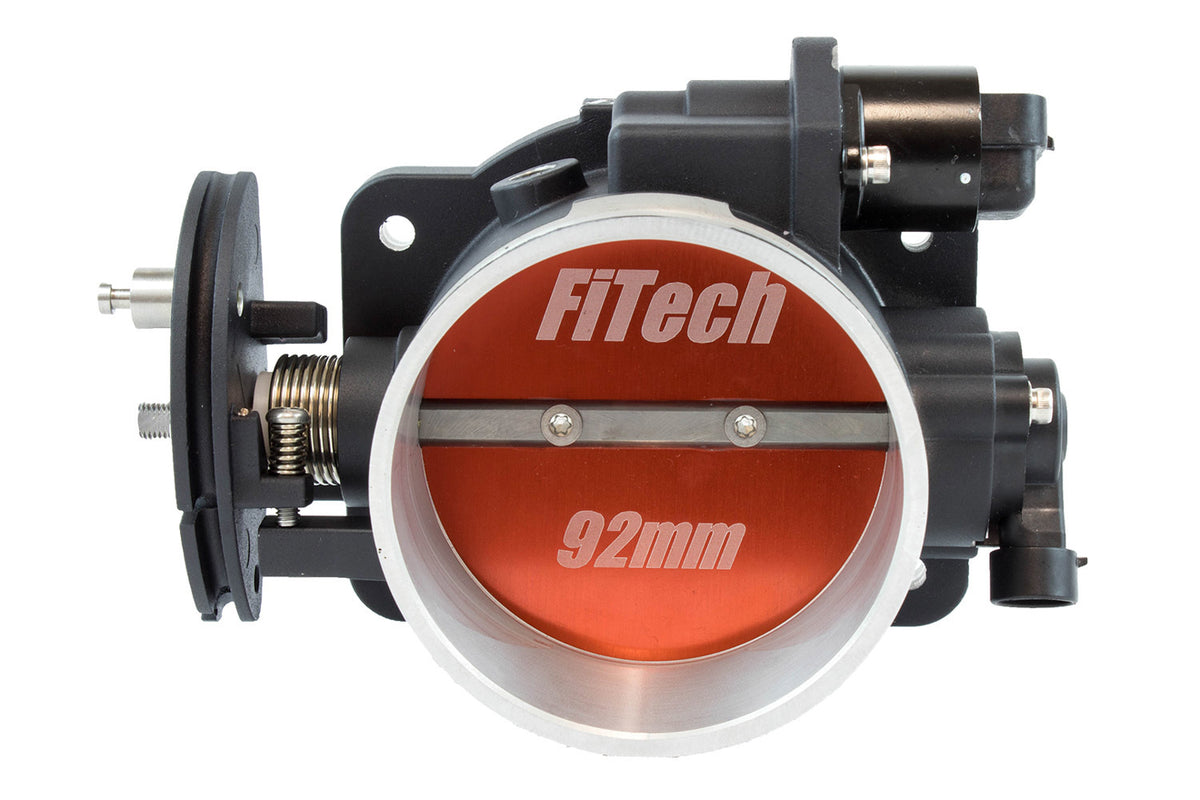 Fitech Fuel Injection Throttle Body - Multi-Port Injection - 92 mm Diameter - Aluminum - Black Powder Coat - GM