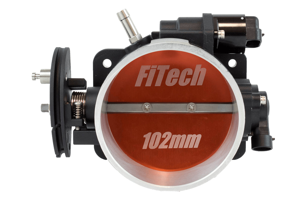 Fitech Fuel Injection Throttle Body - Multi-Port Injection - 102 mm Diameter - Aluminum - Black Powder Coat - GM