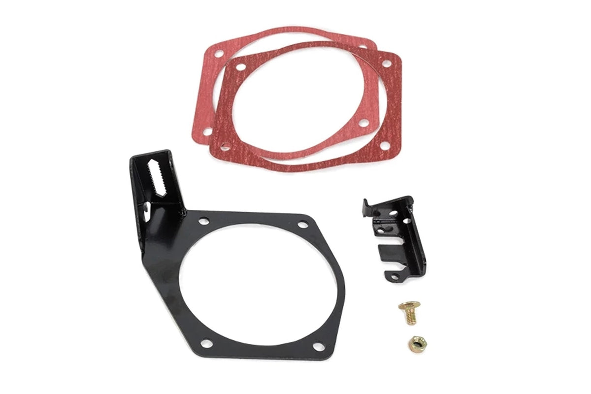 Fitech Fuel Injection Throttle Bracket - Under Throttle Body Mount - Steel - Black Powder Coat - GM LS-Series - Each
