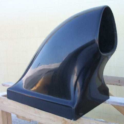 Tri Aero Dragster Fiberglass Scoop (Triangle Opening) ***; 25 1/2" L X 13 3/4" W X 21" Tall (Base 22"L X 13 3/4" W)