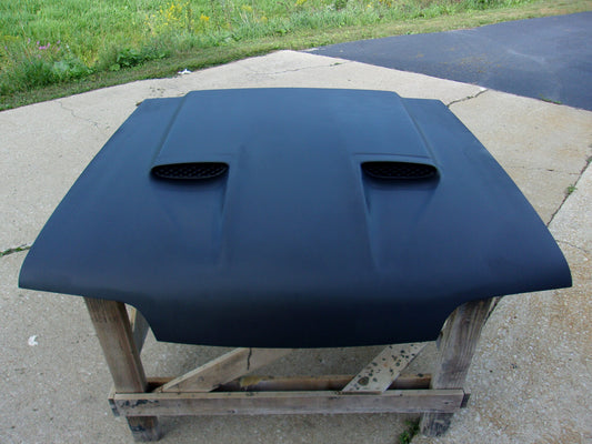 1987-1993 Mustang Mach 1 Style Bolt-On Fiberglass Hood - Glasstek H9013 product image