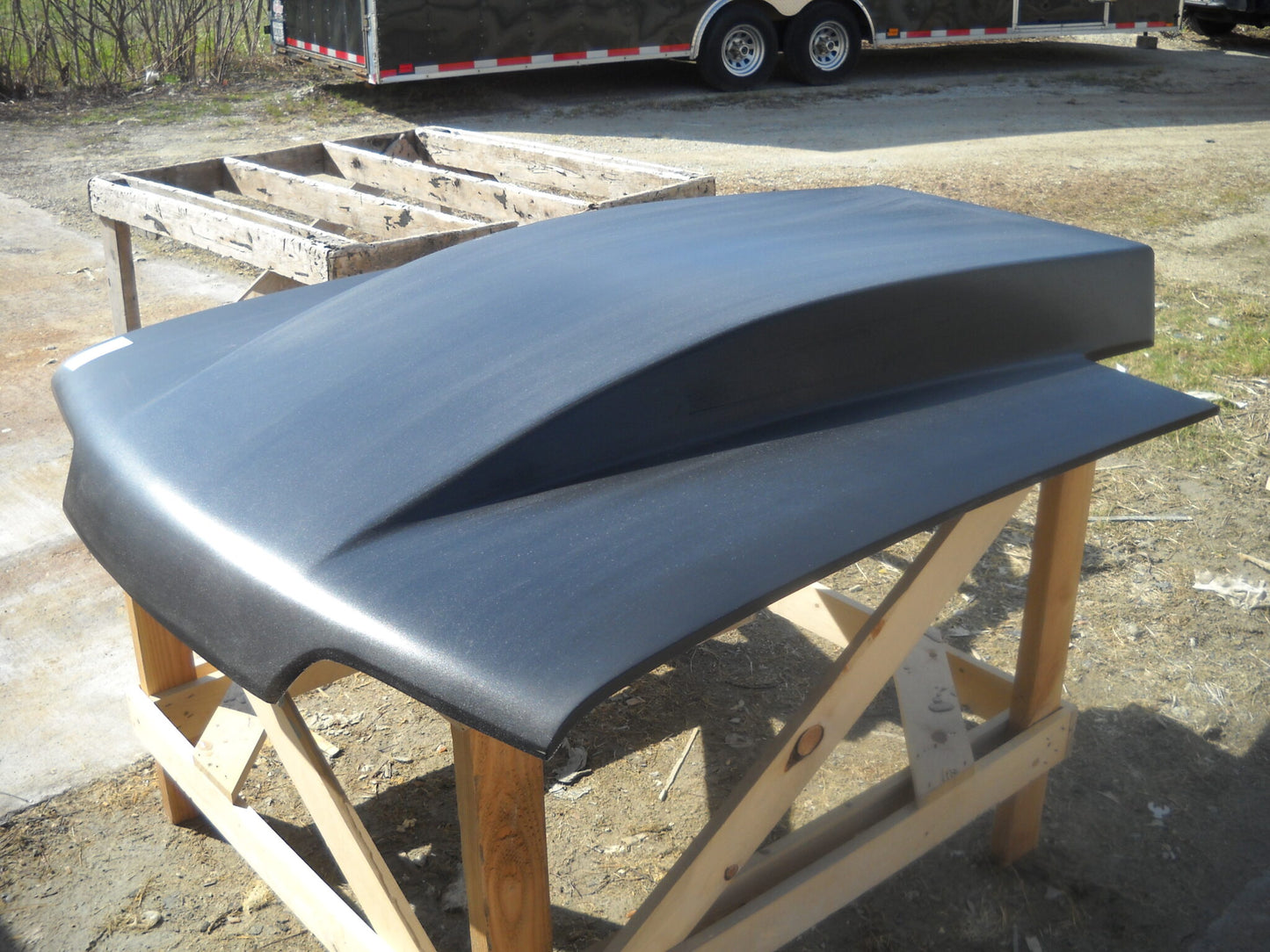 1987-1993 Mustang 4" Pin-On Fiberglass Hood With Cowl Induction Scoop Extended To Windshield - Glasstek H9089 - view 3
