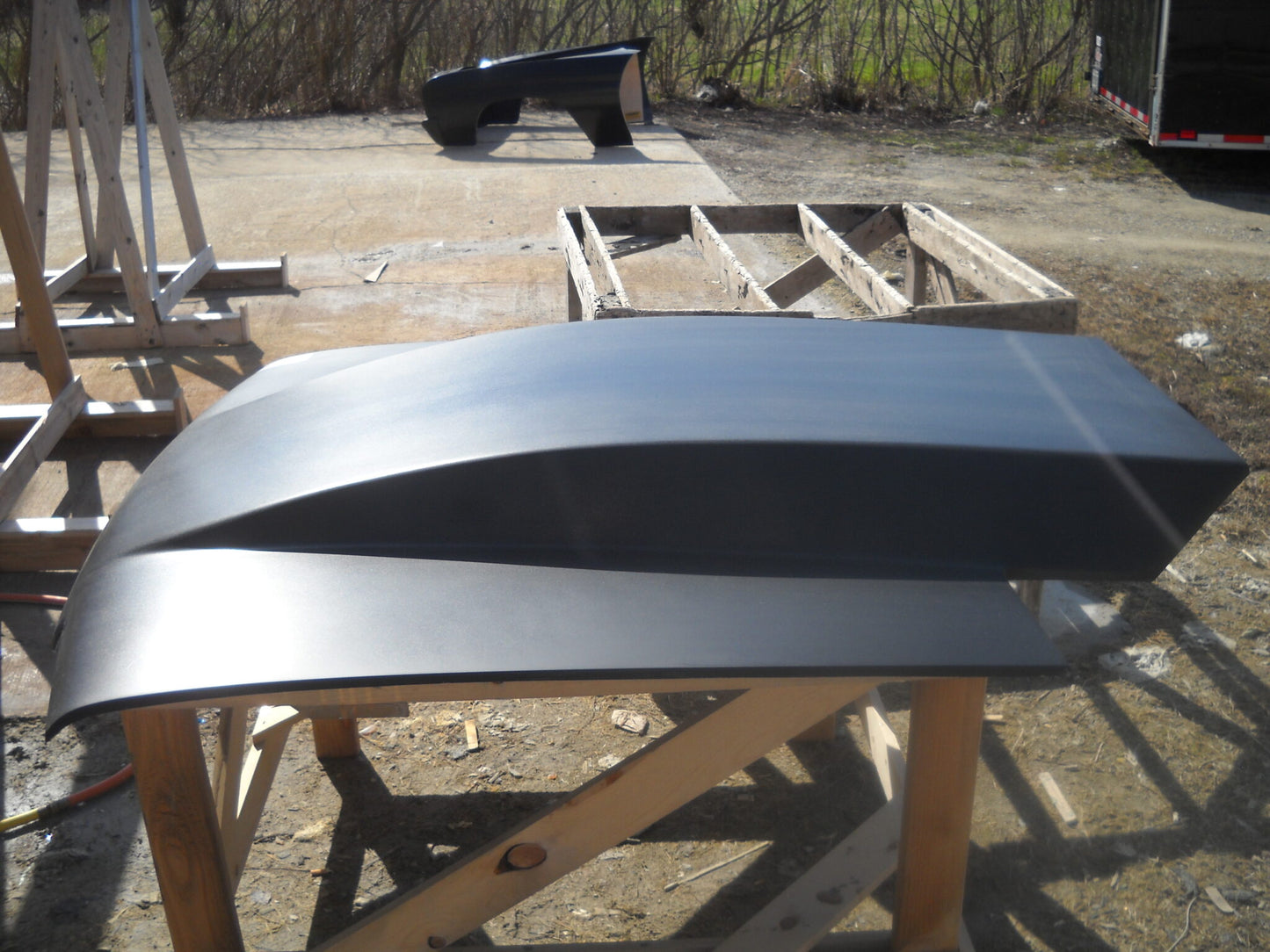 1987-1993 Mustang 4" Pin-On Fiberglass Hood With Cowl Induction Scoop Extended To Windshield - Glasstek H9089 - view 2