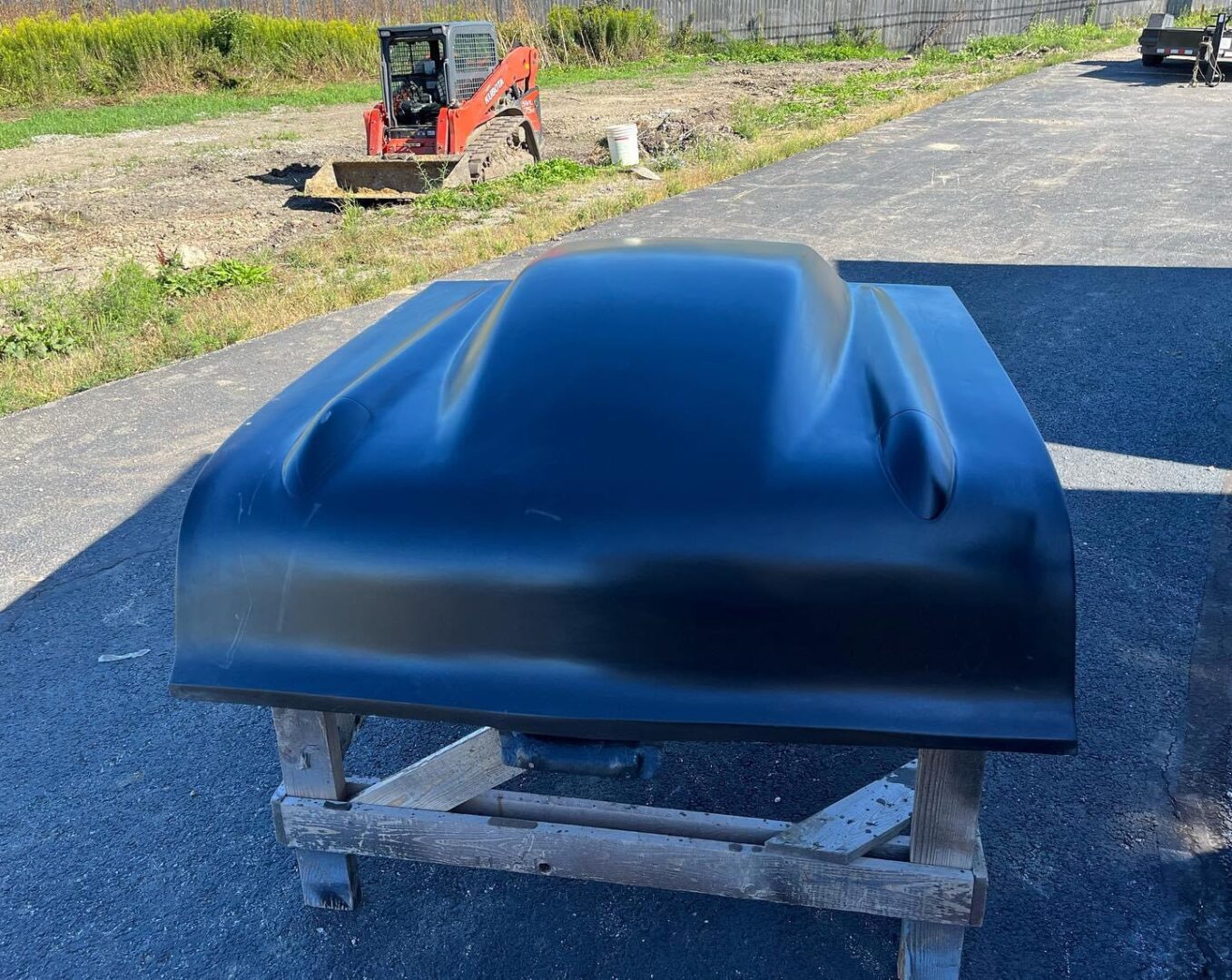 1957 Chevy 5" Sunoco / Bubble Style Bolt-On Fiberglass Hood - Glasstek H1368 - view 2