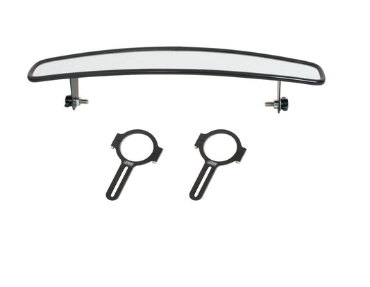 Joes Racing Products Mirror - Rear View - Wide Angle - 14 in Wide x 3 in Tall - Clamp-On - 1.75 in Tube Mount Brackets