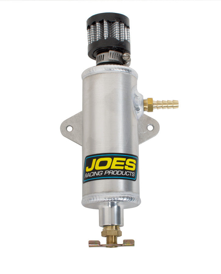 Joes Racing Products Breather Tank - Bolt-On - 1.75 in Diameter - 7.5 in Tall - 8 oz - 1/4 in Hose Barb Inlet -