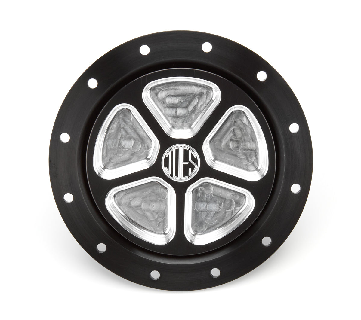 Joes Racing Products Fuel Filler Cap Assembly - Screw-On Cap - Flush Remote Mount - 12-Bolt Flange - 2-1/4 in Hose