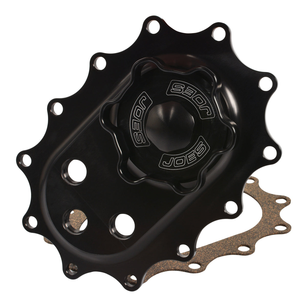 Joes Racing Products Fuel Cell Filler Plate - Oval - 12-Bolt - Screw-On - Cap - Vent - Aluminum - Black Anodized - Each
