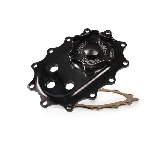 Joes Racing Products Fuel Cell Filler Plate - Oval - 12-Bolt - Screw-On - Cap - Vent - Aluminum - Black Anodized - Each