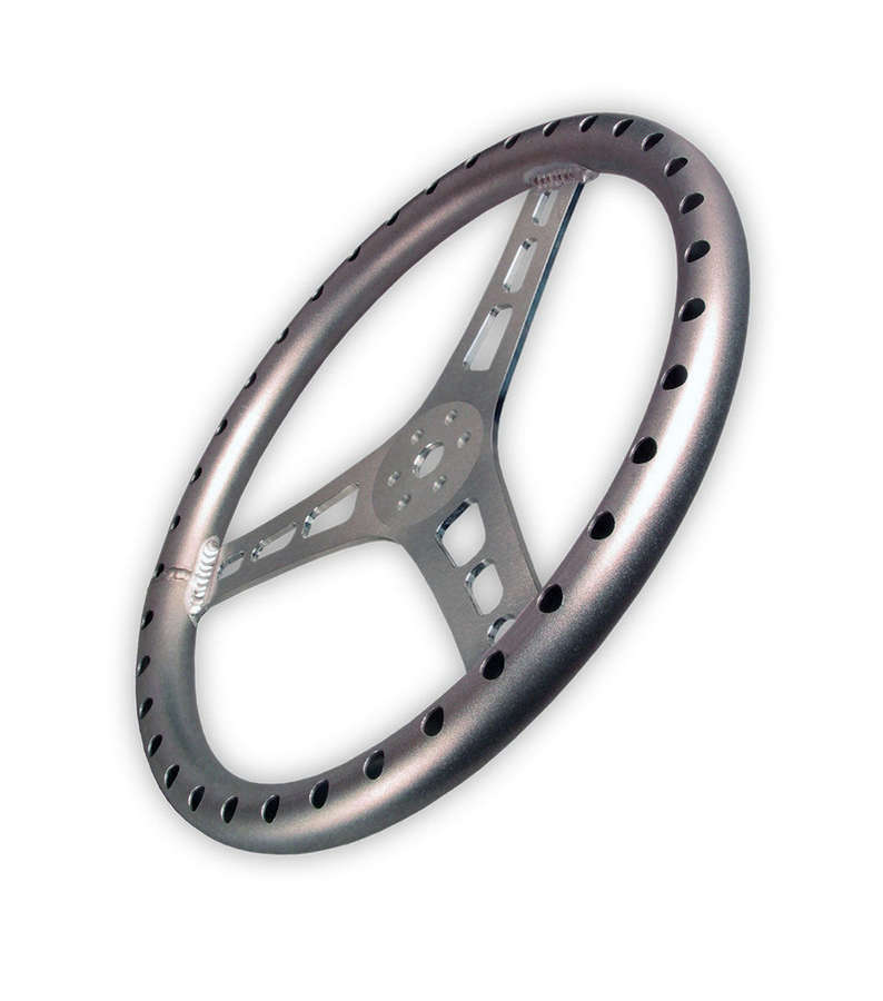 Joes Racing Products Steering Wheel - Lightweight - 13 in Diameter - 2.5 in Dish - 3-Spoke - Drilled / Shot Peened